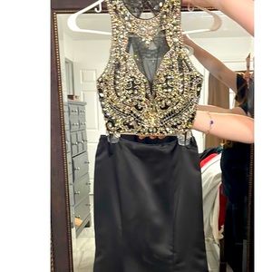 Black prom dress with beaded detail